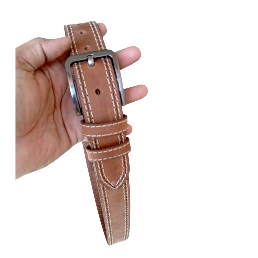Top grain buffalo leather texture — camel brown casual belt 40mm, genuine leather, buy online Pakistan