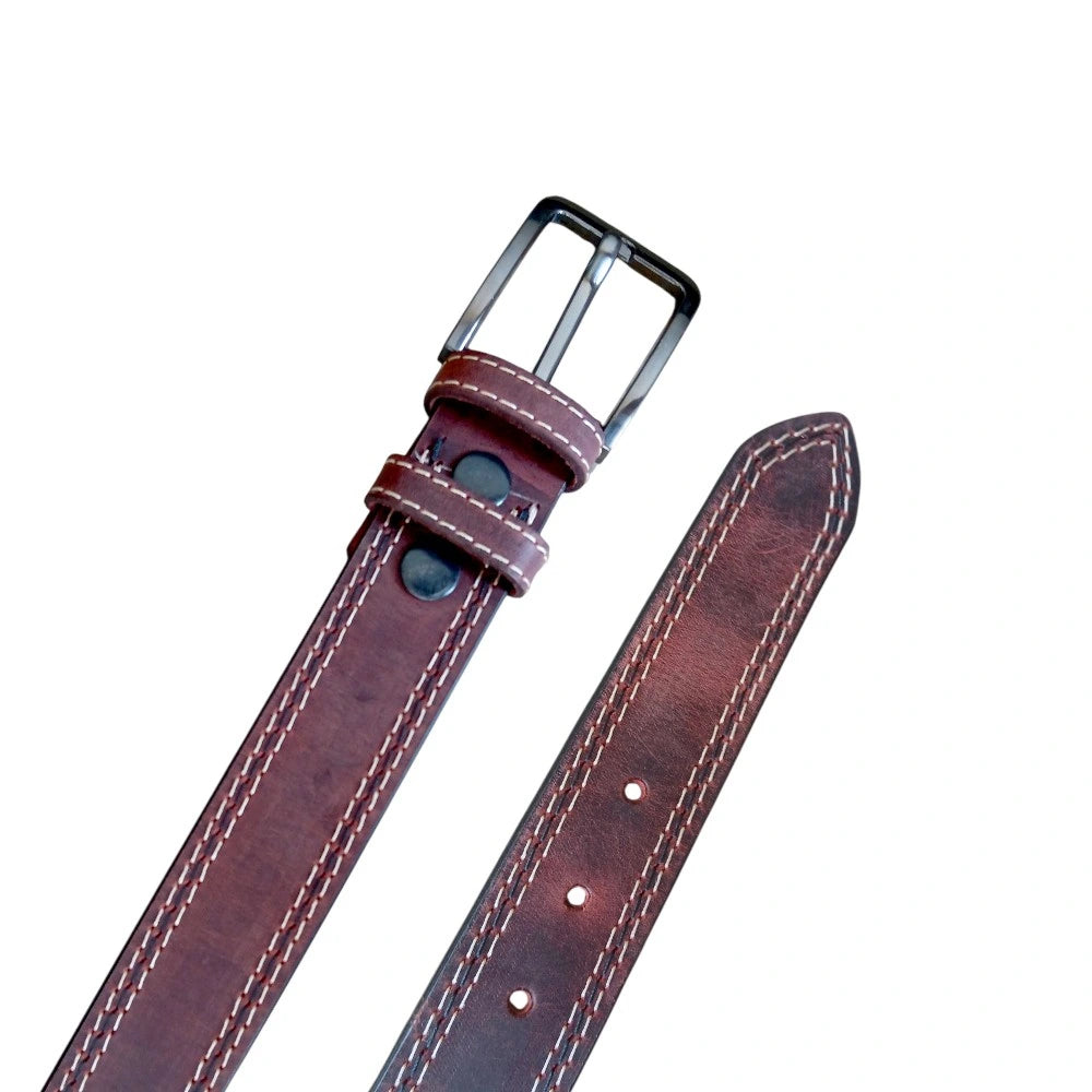 Top grain buffalo leather texture — burgundy casual belt 40mm genuine leather, buy online Pakistan