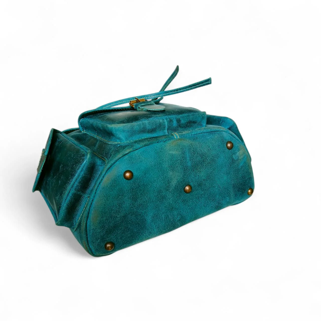 Women's Leather Backpack Ocean Green Genuine Leather, Vintage Style, Multi-Pocket | Ladies Bag Pakistan