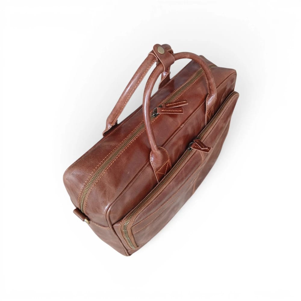15-Inch Dark Brown premium Leather Laptop Bag