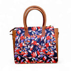 Floral Canvas & Leather Tote Bag