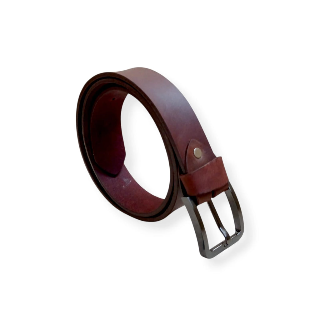 Formal belt for men reddish brown buffalo leather