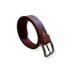 Formal belt for men reddish brown buffalo leather