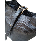 women leather bucket handbag with suede lining and internal zipper pocket