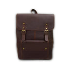Dark brown full-grain leather laptop and travel backpack for men and women