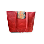 Elegant Red Carry All Leather Handbag