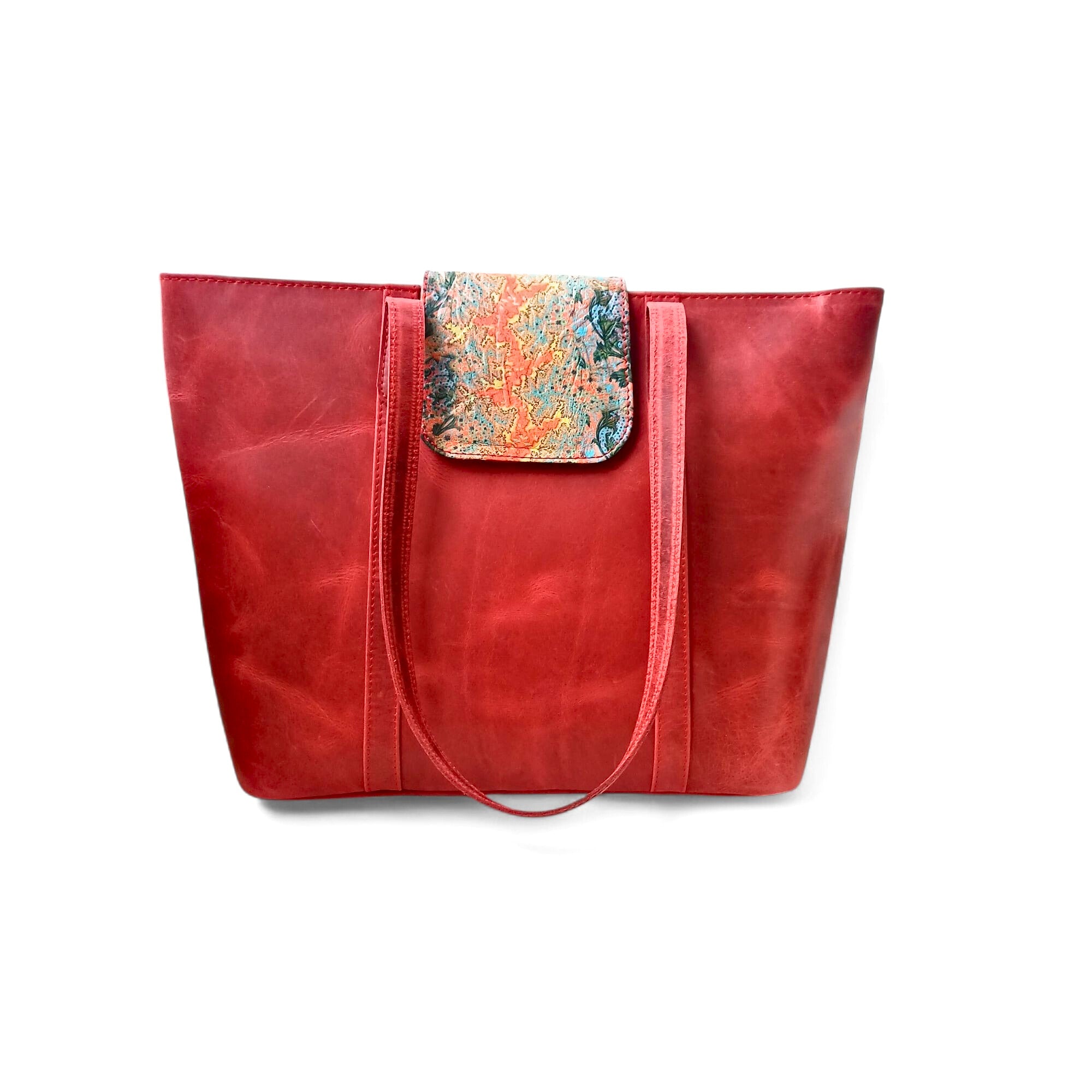 Elegant Red Carry All Leather Handbag
