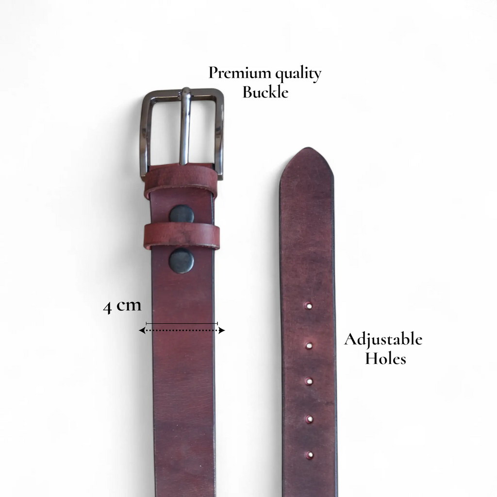 Casual Belt for Men Brown Casual Top Grain Buffalo Leather 40mm