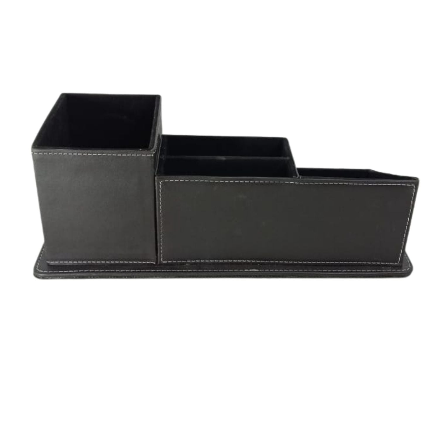 Black leather office organizer for notes, cards, and stationery