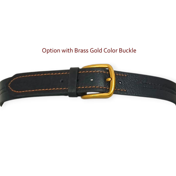 Black Leather Casual Belt - Contrast Stitched 40mm Wide