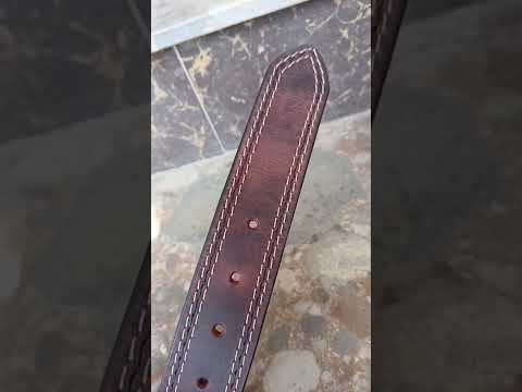 Casual Leather Belt for Men |Burgundy Top Grain Buffalo Leather, Double Stitched, 40mm Wide | Sizes 32–44