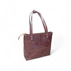 Dark Brown Crazy Horse Leather Tote Bag | Long Handle Women’s Handbag