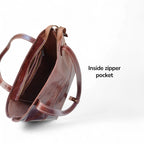 Dark Brown Crazy Horse Leather Tote Bag | Long Handle Women’s Handbag