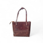 Dark Brown Crazy Horse Leather Tote Bag | Long Handle Women’s Handbag