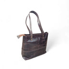 Cognac brown Crazy Horse Leather Tote Bag | Long Handle Women’s Handbag