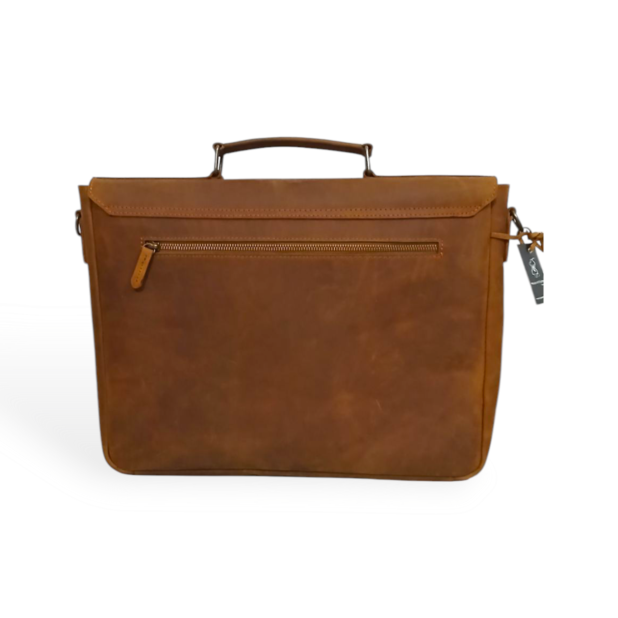 Handmade Premium Leather Messenger Bag 15.6" Briefcase – Tan (Crazy Horse Leather)