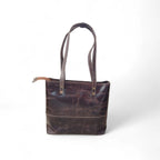 Cognac brown Crazy Horse Leather Tote Bag | Long Handle Women’s Handbag