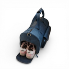 Premium Navy Leather Duffel Weekender Travel Bag