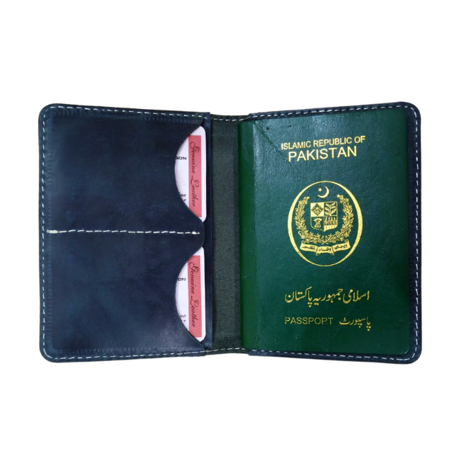 Navy Leather Passport Wallet
