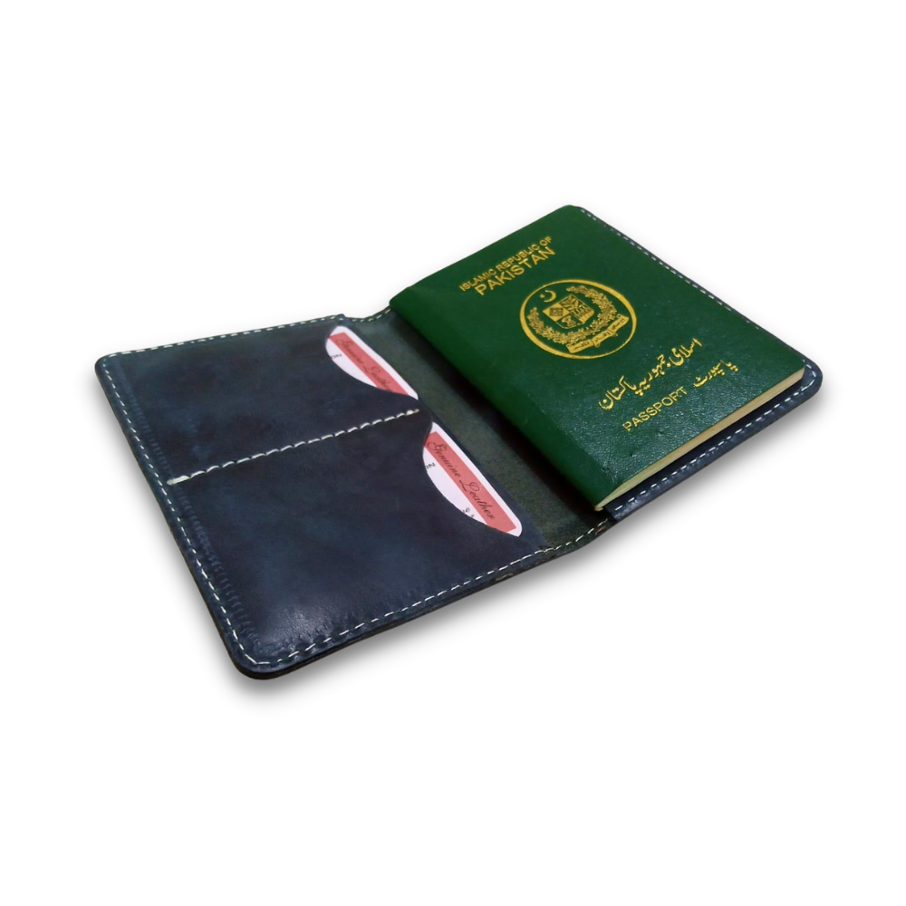 Navy Leather Passport Wallet