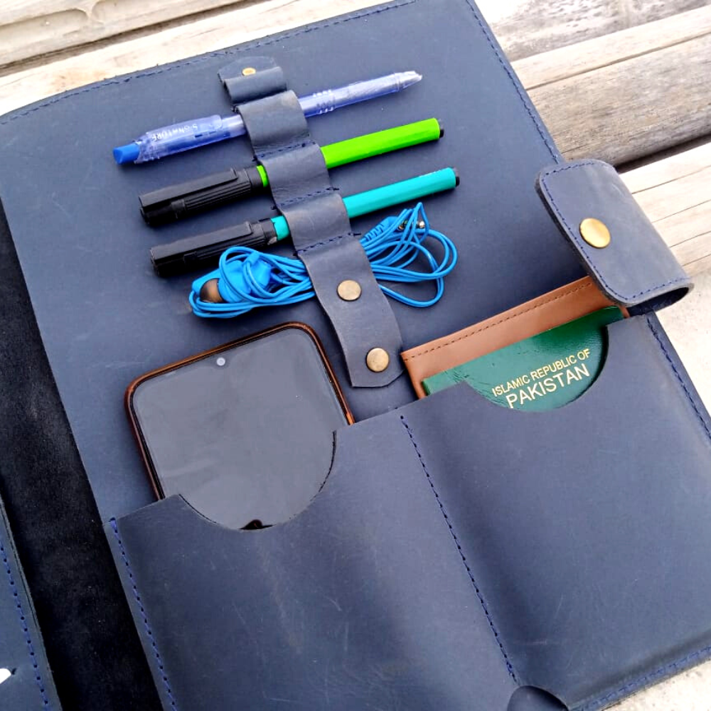 Blue leather iPad sleeve for MacBook 12 inch