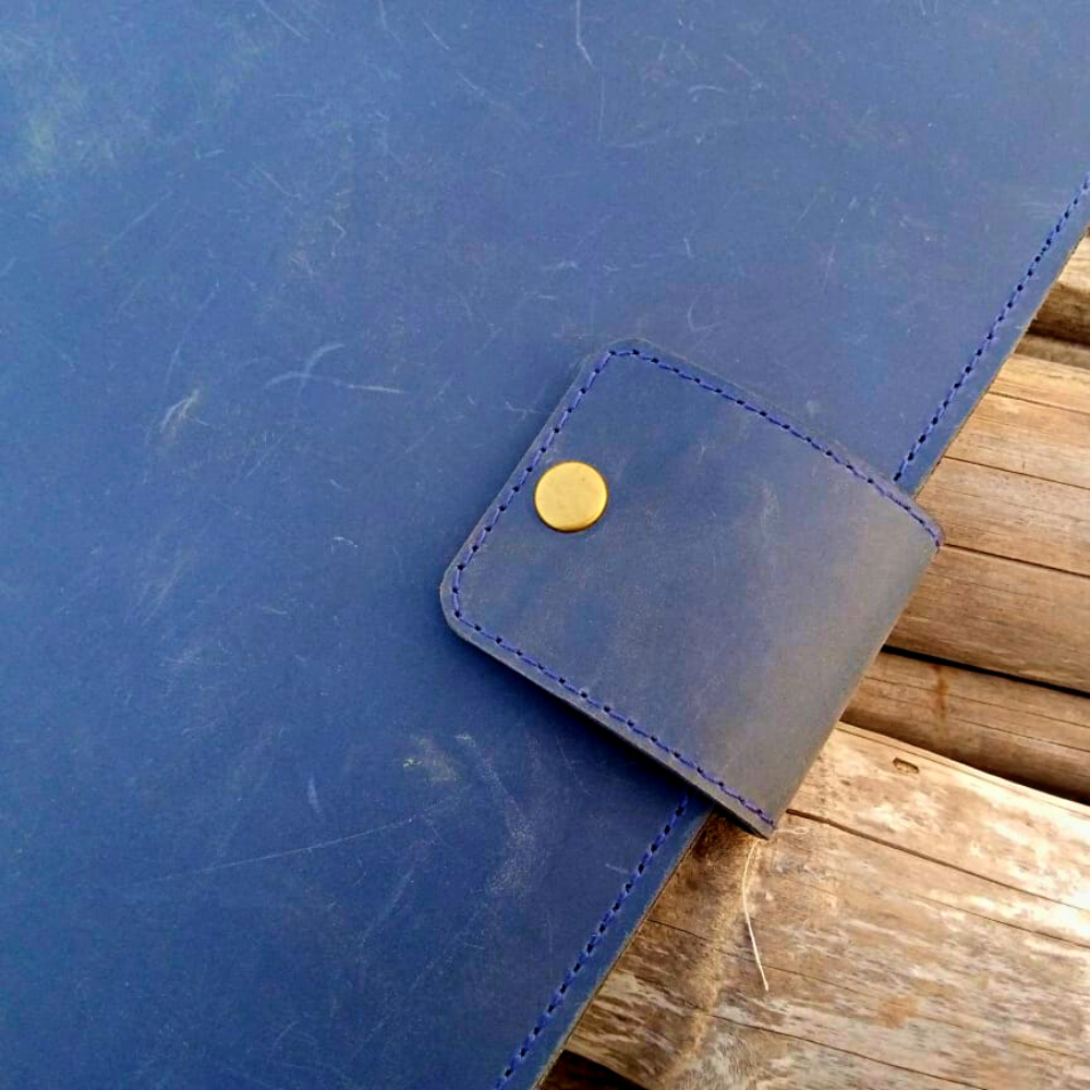 Blue leather iPad sleeve for MacBook 12 inch