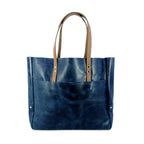 Carryall tote bag navy leather oil pull-up cow leather