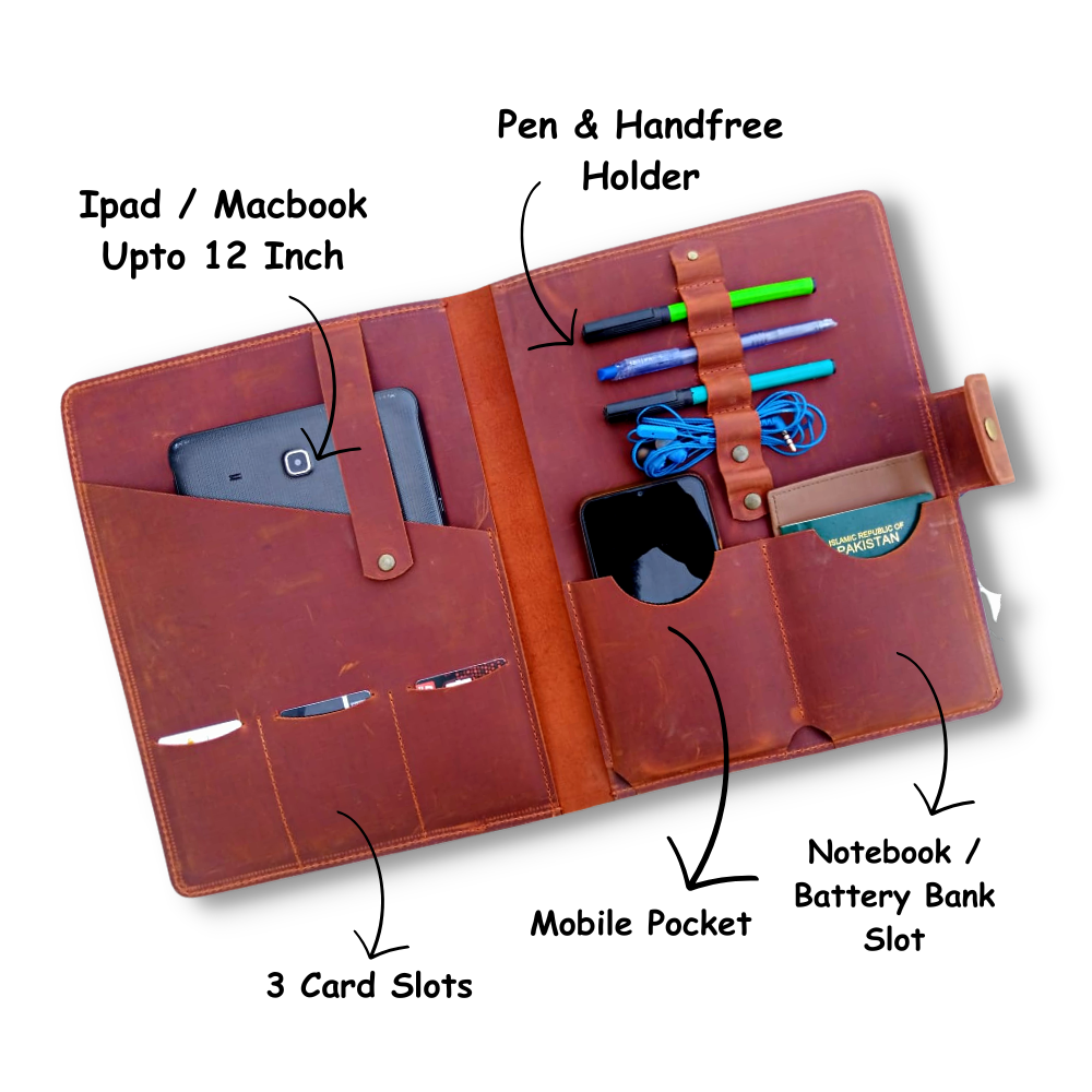 Rust leather iPad sleeve for MacBook 12 inch